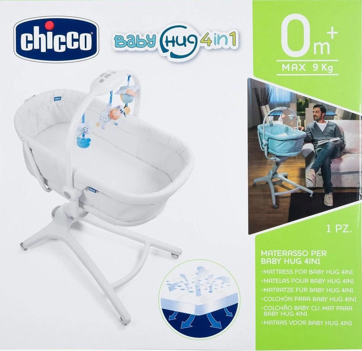 Chicco Baby Hug 4 In 1 Co-sleeper Matras - Wit 2 Chicco Baby Hug 4 In 1 Co-sleeper Matras - Wit - Afbeelding 2