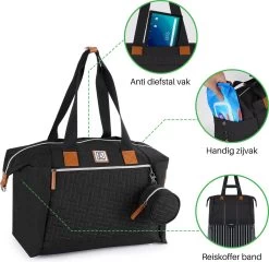 Brisby Slijtvaste Luiertas - Verzorgingstas Groot -Zwart - Inclusief Verschoonmatje - Isoleervakken - Fopspeen Houder - Makkelijk Te Bevestigen Aan De Kinderwagen -Babyartikelen Winkel 1200x1165 1