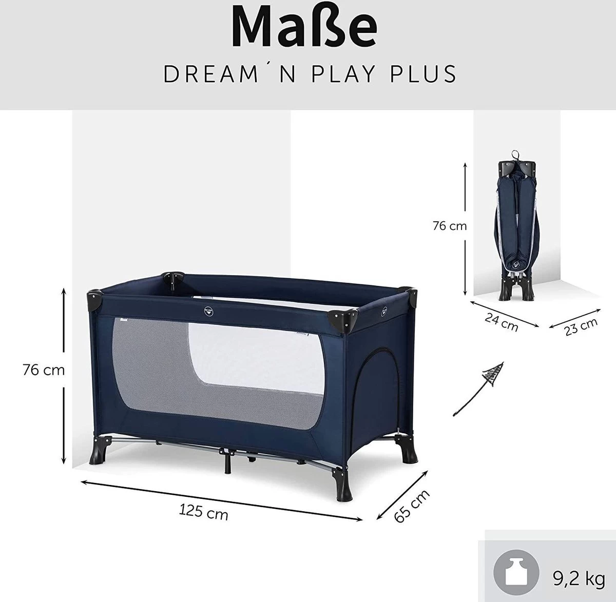 Hauck Dream N Play Plus Campingbedje Set - Met Matras En Muggennet - Navy 3 Hauck Dream N Play Plus Campingbedje Set - Met Matras En Muggennet - Navy - Afbeelding 3