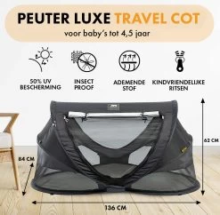 Deryan Peuter Luxe Campingbedje – Inclusief Zelfopblaasbare Matras - Zwart -Babyartikelen Winkel 1200x1174 7