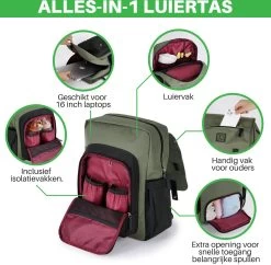 Brisby Slijtvaste Luiertas – Verzorgingstas - Two Tone Groen En Zwart - Inclusief Verschoonmatje - Isoleervakken - Met Geïntegreerde Kinderwagen Haken 14 Brisby Slijtvaste Luiertas – Verzorgingstas - Two Tone Groen En Zwart - Inclusief Verschoonmatje - Isoleervakken - Met Geïntegreerde Kinderwagen Haken -Babyartikelen Winkel 1200x1177