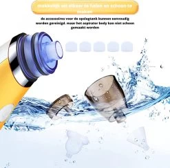 Premium Elektrische Oplaadbare Neus Reiniger Voor Baby En Kinderen - Inclusief Oplader, Handleiding En Batterijen - Hygiënische Neusreiniger - Baby Aspirator - Neuszuiger - Baby Neuspompje - Toetenveger - Baby Neusreiniger - Geel - Neusspoeler -Babyartikelen Winkel 1200x1182 4