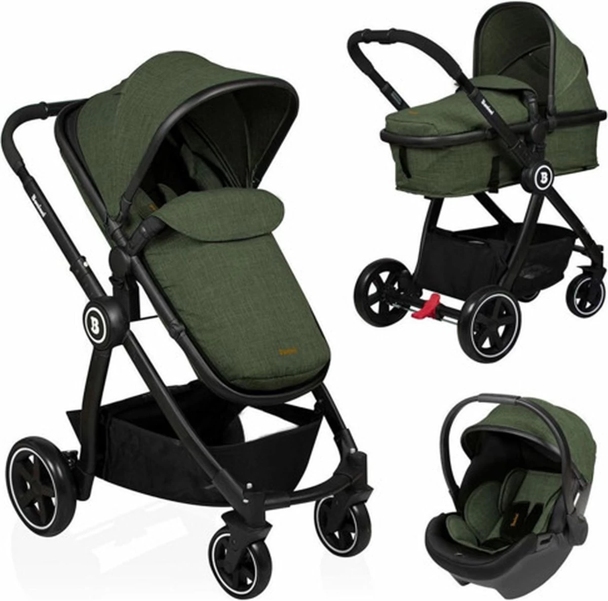 Baninni Kinderwagen Otto 3 In 1 Olive Green 11 Baninni Kinderwagen Otto 3 In 1 Olive Green - Afbeelding 11