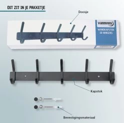 Vannons - Wandkapstok - Kapstok Hangend - RVS Metaal - 10 Hangers - Industrieel - Kapstok Zwart 16 Vannons - Wandkapstok - Kapstok Hangend - RVS Metaal - 10 Hangers - Industrieel - Kapstok Zwart -Babyartikelen Winkel 1200x1189 3