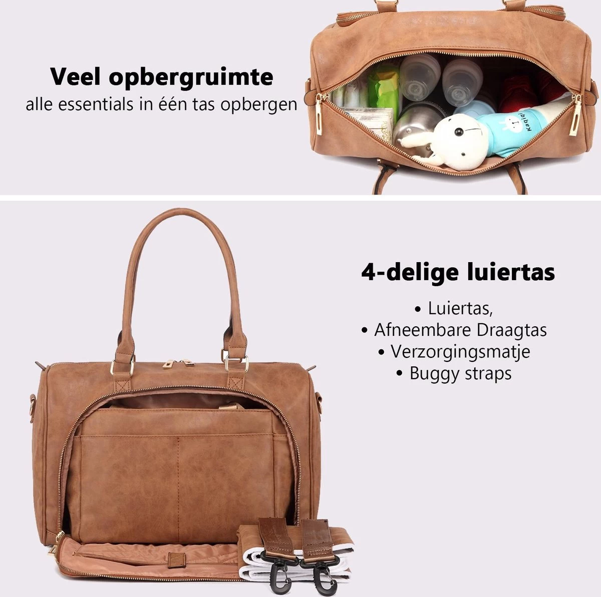 Miss Lulu Luier- En Verzorgingstas – Luiertas Set – Afneembare Draagtas - Duurzaam En Stijlvol – Bruin - Premium Kwaliteit- Grote Capaciteit - Unisex/Jongens/Meisjes (LT6638 BN) 2 Miss Lulu Luier- En Verzorgingstas – Luiertas Set – Afneembare Draagtas - Duurzaam En Stijlvol – Bruin - Premium Kwaliteit- Grote Capaciteit - Unisex/Jongens/Meisjes (LT6638 BN) - Afbeelding 2