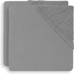 Jollein Baby Hoeslaken Boxmatras Jersey 75x95cm - Storm Grey - 2 Stuks