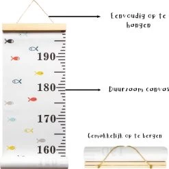 Frummel Groeimeter Hout & Canvas Vissen - Kinderkamer Decoratie | Babykamer Accessoires | Wanddecoratie | Kraamcadeau | Kinderkamer Decoratie | Meetlat Kinderen -Babyartikelen Winkel 1200x1198 13