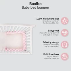 Buxibo Baby Bed Bumper - Baby Veiligheid/Hoofdbescherming/Bedbescherming - Multifunctionele Voedingskussen/Bedomrande/Boxomrander - 200CM - Roze -Babyartikelen Winkel 1200x1200 1011
