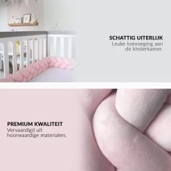 Buxibo Baby Bed Bumper - Baby Veiligheid/Hoofdbescherming/Bedbescherming - Multifunctionele Voedingskussen/Bedomrande/Boxomrander - 200CM - Roze -Babyartikelen Winkel 1200x1200 1013