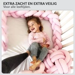 Buxibo Baby Bed Bumper - Baby Veiligheid/Hoofdbescherming/Bedbescherming - Multifunctionele Voedingskussen/Bedomrande/Boxomrander - 200CM - Roze -Babyartikelen Winkel 1200x1200 1014