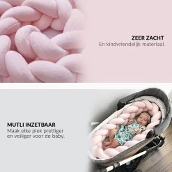 Buxibo Baby Bed Bumper - Baby Veiligheid/Hoofdbescherming/Bedbescherming - Multifunctionele Voedingskussen/Bedomrande/Boxomrander - 200CM - Roze -Babyartikelen Winkel 1200x1200 1015