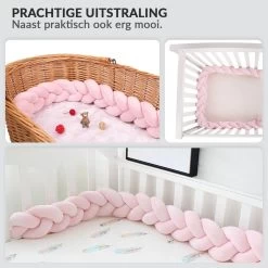 Buxibo Baby Bed Bumper - Baby Veiligheid/Hoofdbescherming/Bedbescherming - Multifunctionele Voedingskussen/Bedomrande/Boxomrander - 200CM - Roze -Babyartikelen Winkel 1200x1200 1018