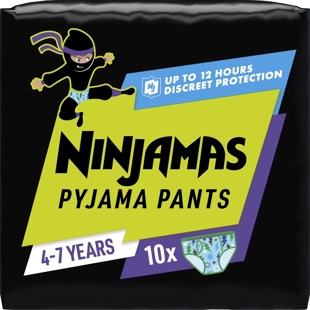 Ninjamas Pyjama Pants Luierbroekjes Jongen - 10 Nachtluiers Voor Bedplassen - 4-7 Jaar 1 Ninjamas Pyjama Pants Luierbroekjes Jongen - 10 Nachtluiers Voor Bedplassen - 4-7 Jaar