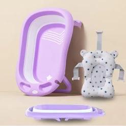 K IKIDO Babybadje Opvouwbaar - 3 In 1 Opvouwbaar - 83 × 48 × 23,5 Cm - Baby Badje - Peuterbadje - Babybadkuip -Inclusief Badkussen - Purper -Babyartikelen Winkel 1200x1200 1212