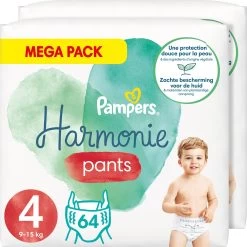 PampersĀ® Pampers Harmonie Pants Maat 4 (9kg-15kg) - Mega Pack 2 X 64 Luierbroekjes