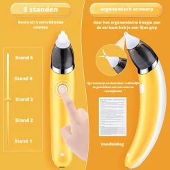 Premium Elektrische Oplaadbare Neus Reiniger Voor Baby En Kinderen - Inclusief Oplader, Handleiding En Batterijen - Hygiënische Neusreiniger - Baby Aspirator - Neuszuiger - Baby Neuspompje - Toetenveger - Baby Neusreiniger - Geel - Neusspoeler -Babyartikelen Winkel 1200x1200 1689