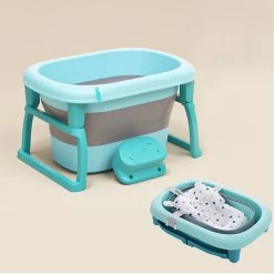 FOXSPORT Babybadje - Inklapbaar Bad - Bad Baby - Zitbad - Bath Bucket - Opvouwbaar Bad Kinderen - Baby Badje - Opvouwbaar Bad Baby - Baby Badkussen - Geschikt Voor Kinderen Van 0-12 - Met Standaard, Met Badmat, Met Badkruk -Babyartikelen Winkel 1200x1200 1722