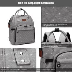 Miss Lulu Luier- En Verzorgingstas Rugzak - Grijs (E6705 D2-GY) -Babyartikelen Winkel 1200x1200 229
