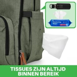 Brisby Slijtvaste Luiertas – Verzorgingstas – Met Buggymontage - Groen -Babyartikelen Winkel 1200x1200 256