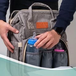 Luiertas Rugzak - Monx Luiertas Verzorgingstas Met Uitklapbaar Babybedje - Overzichtelijke Luierrugzak Extra Buggy En Kinderwagen Haken Inclusief Geïsoleerde Flessenhouder - Grijs -Babyartikelen Winkel 1200x1200 310