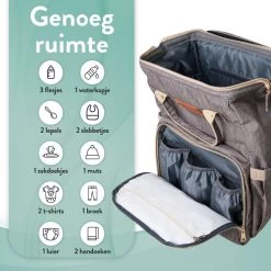 Luiertas Rugzak - Monx Luiertas Verzorgingstas Met Uitklapbaar Babybedje - Overzichtelijke Luierrugzak Extra Buggy En Kinderwagen Haken Inclusief Geïsoleerde Flessenhouder - Grijs -Babyartikelen Winkel 1200x1200 311