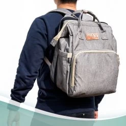 Luiertas Rugzak - Monx Luiertas Verzorgingstas Met Uitklapbaar Babybedje - Overzichtelijke Luierrugzak Extra Buggy En Kinderwagen Haken Inclusief Geïsoleerde Flessenhouder - Grijs -Babyartikelen Winkel 1200x1200 312