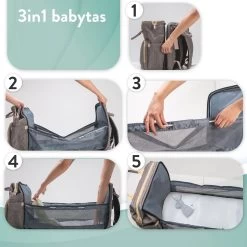 Luiertas Rugzak - Monx Luiertas Verzorgingstas Met Uitklapbaar Babybedje - Overzichtelijke Luierrugzak Extra Buggy En Kinderwagen Haken Inclusief Geïsoleerde Flessenhouder - Grijs -Babyartikelen Winkel 1200x1200 321