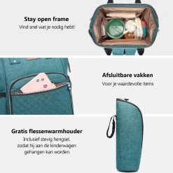 Miss Lulu Luiertas Rugzak - Inclusief Buggy En Kinderwagen Haken - Groen (E6705 GN) 13 Miss Lulu Luiertas Rugzak - Inclusief Buggy En Kinderwagen Haken - Groen (E6705 GN) -Babyartikelen Winkel 1200x1200 338