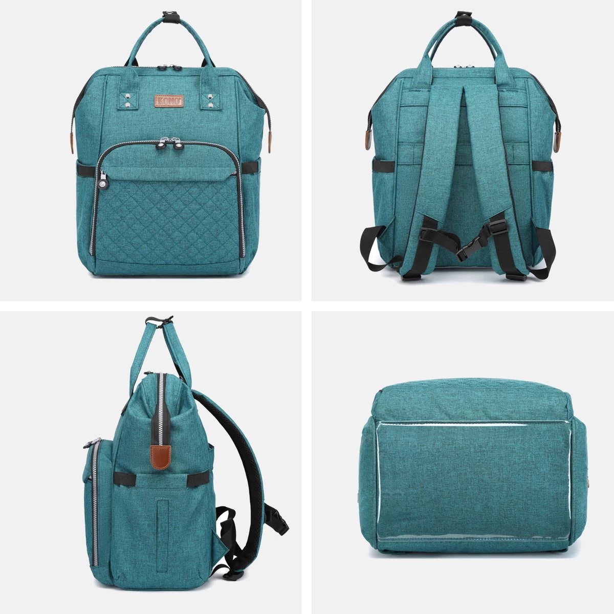 Miss Lulu Luiertas Rugzak - Inclusief Buggy En Kinderwagen Haken - Groen (E6705 GN) 5 Miss Lulu Luiertas Rugzak - Inclusief Buggy En Kinderwagen Haken - Groen (E6705 GN) - Afbeelding 5