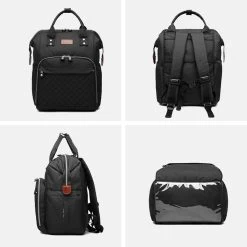 Miss Lulu Luiertas Rugzak - Inclusief Buggy En Kinderwagen Haken - Zwart (E6705 BK) -Babyartikelen Winkel 1200x1200 349