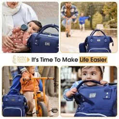NanaBeebi Luiertas Rugzak Met Verschoonmatje - Blauw - Inclusief Flessenwarmhouder - Kinderwagenhaken En Isoleervak -Babyartikelen Winkel 1200x1200 382