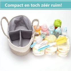 ADSafety - Luxe Katoenen Luiertas - Inclusief Uitneembare Organizer - Verzorgingstas - Opbergtas - Commode Mandje - Baby Spullen - Crème -Babyartikelen Winkel 1200x1200 392