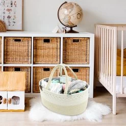 ADSafety - Luxe Katoenen Luiertas - Inclusief Uitneembare Organizer - Verzorgingstas - Opbergtas - Commode Mandje - Baby Spullen - Crème -Babyartikelen Winkel 1200x1200 393