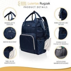 NanaBeebi Luiertas - Rugzak - Met Isoleervak - Blauw- Inclusief Flessenwarmhouder En Kinderwagenhaken -Babyartikelen Winkel 1200x1200 401