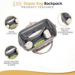 NanaBeebi Luiertas Rugzak Met Verschoonmatje - Beige Taupe - Inclusief Flessenwarmhouder - Kinderwagenhaken En Isoleervak -Babyartikelen Winkel 1200x1200 410