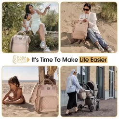 NanaBeebi Luiertas Rugzak Met Verschoonmatje - Beige Taupe - Inclusief Flessenwarmhouder - Kinderwagenhaken En Isoleervak -Babyartikelen Winkel 1200x1200 418