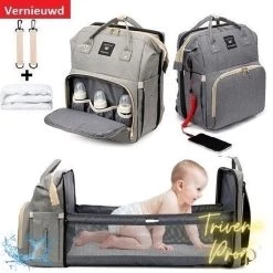 Luier- En Verzorgingstas - Luiertassen - Baby Rug Tas Met Isoleervak - Incl Flessen Verwarmer - Luiertas - Unisex/Jongens/Meisjes - Grijs - Luier Tas - Verzorgingstas Baby - Uitschuifbaar Verschoon/ Slaap Bedje - Incl Matrasje Baby - USB Poort -Babyartikelen Winkel 1200x1200 427