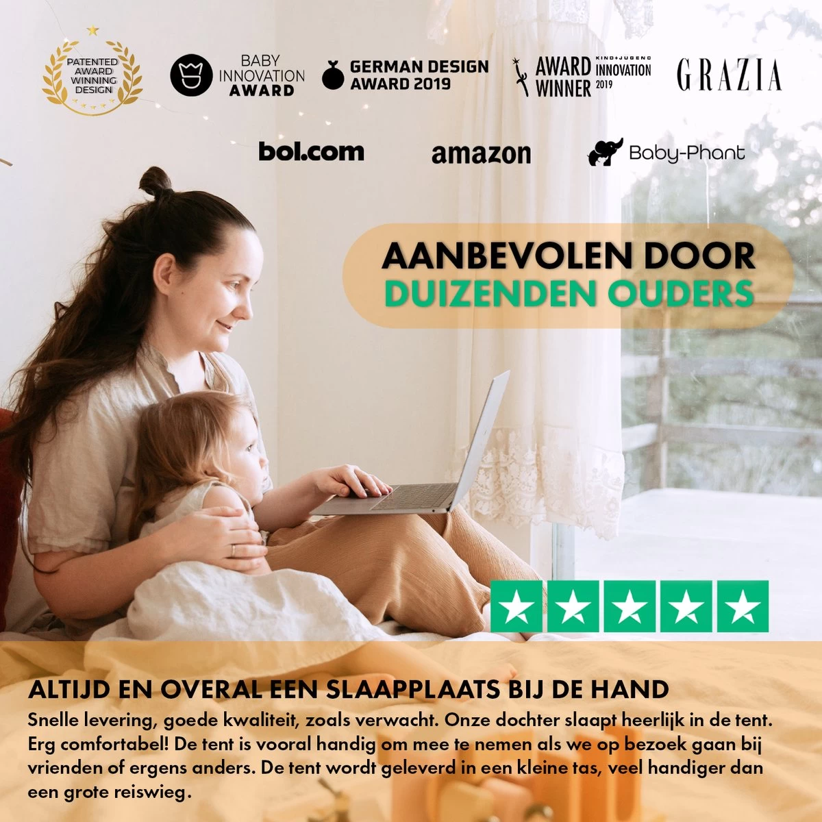 Deryan Baby Luxe Campingbedje – Inclusief Zelfopblaasbare Matras - Cream 7 Deryan Baby Luxe Campingbedje – Inclusief Zelfopblaasbare Matras - Cream - Afbeelding 7