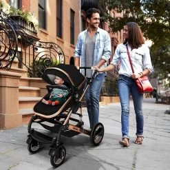 KIDUKU- 3 In 1 Combi-kinderwagen- Zwart/goud- Buggy Incl. Autostoeltje-regenhoes- Inklapbaar -Babyartikelen Winkel 1200x1200 696