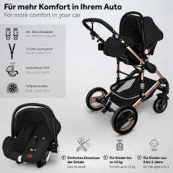 KIDUKU- 3 In 1 Combi-kinderwagen- Zwart/goud- Buggy Incl. Autostoeltje-regenhoes- Inklapbaar -Babyartikelen Winkel 1200x1200 702
