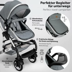 KIDUKU- 3 In 1 Combi-kinderwagen- Grijs/zilver- Buggy Incl. Autostoeltje-regenhoes- Inklapbaar -Babyartikelen Winkel 1200x1200 714