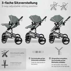 KIDUKU- 3 In 1 Combi-kinderwagen- Grijs/zilver- Buggy Incl. Autostoeltje-regenhoes- Inklapbaar -Babyartikelen Winkel 1200x1200 715