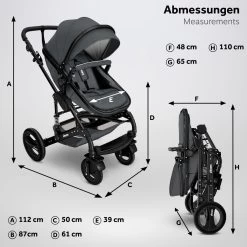 KIDUKU- 3 In 1 Combi-kinderwagen- Antraciet/zwart Buggy Incl. Autostoeltje-regenhoes- Inklapbaar -Babyartikelen Winkel 1200x1200 753