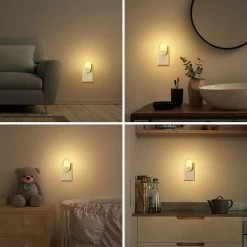 Wonix® - Nachtlampje Stopcontact - Kinderen & Volwassenen - Met Bewegingssensor - Met Dag En Nacht Sensor - 3 Lichtmodes - Automatisch AAN / UIT - Helderheid Instelbaar - Plug And Play - Voor Slaapkamer, Babykamer, Gang, Trap - Warmwit - 2 Stuks -Babyartikelen Winkel 1200x1200 892