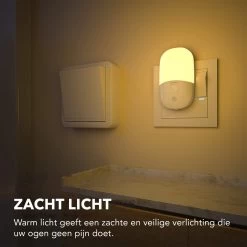 Wonix® - Nachtlampje Stopcontact - Kinderen & Volwassenen - Met Bewegingssensor - Met Dag En Nacht Sensor - 3 Lichtmodes - Automatisch AAN / UIT - Helderheid Instelbaar - Plug And Play - Voor Slaapkamer, Babykamer, Gang, Trap - Warmwit - 2 Stuks -Babyartikelen Winkel 1200x1200 894