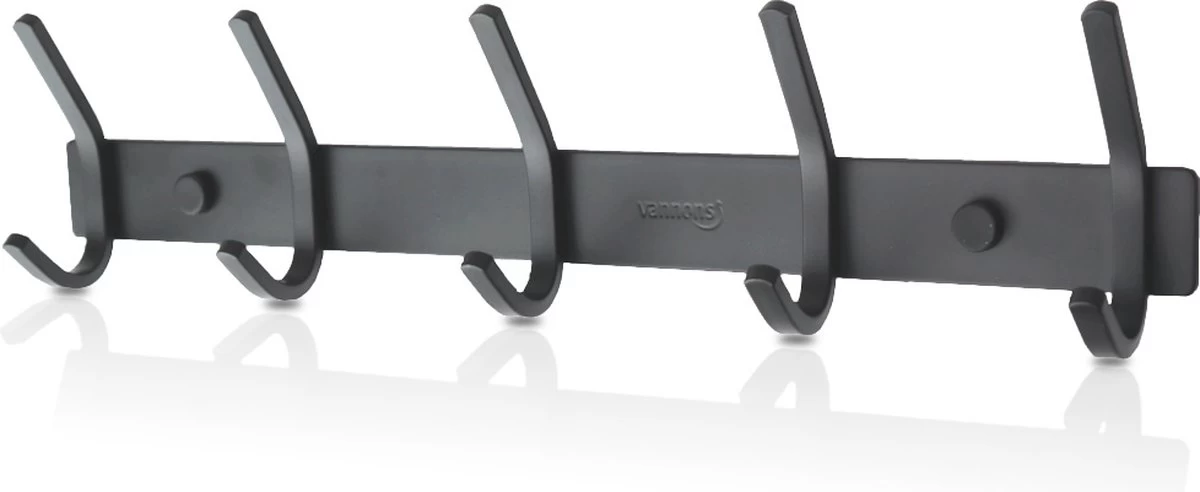 Vannons - Wandkapstok - Kapstok Hangend - RVS Metaal - 10 Hangers - Industrieel - Kapstok Zwart 1 Vannons - Wandkapstok - Kapstok Hangend - RVS Metaal - 10 Hangers - Industrieel - Kapstok Zwart