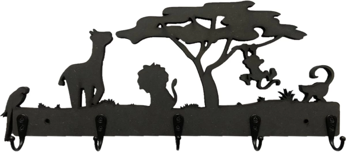 Merkloos Kinderkapstok - Kapstok Kinderen Jungle - Kinderkamer Haakjes - Zwart - Hout - 5 Haken - Met Bevestigingsmateriaal 1 Merkloos Kinderkapstok - Kapstok Kinderen Jungle - Kinderkamer Haakjes - Zwart - Hout - 5 Haken - Met Bevestigingsmateriaal