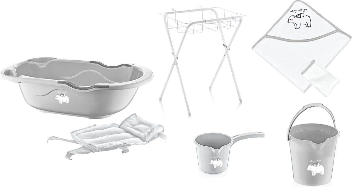 Badset + Standaard | Babyjem 6-delig Grijs IJsbeer Always With You 1 Badset + Standaard | Babyjem 6-delig Grijs IJsbeer Always With You