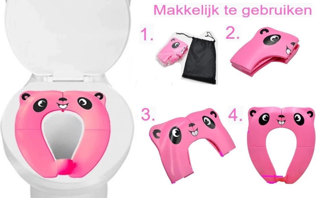 Merkloos WC Verkleiner Roze Panda Ontwerp - Toilettrainer - Opvouwbare Toilet Zitje - Toiletbril Verkleiner - Kinder WC Bril 6 Merkloos WC Verkleiner Roze Panda Ontwerp - Toilettrainer - Opvouwbare Toilet Zitje - Toiletbril Verkleiner - Kinder WC Bril - Afbeelding 6