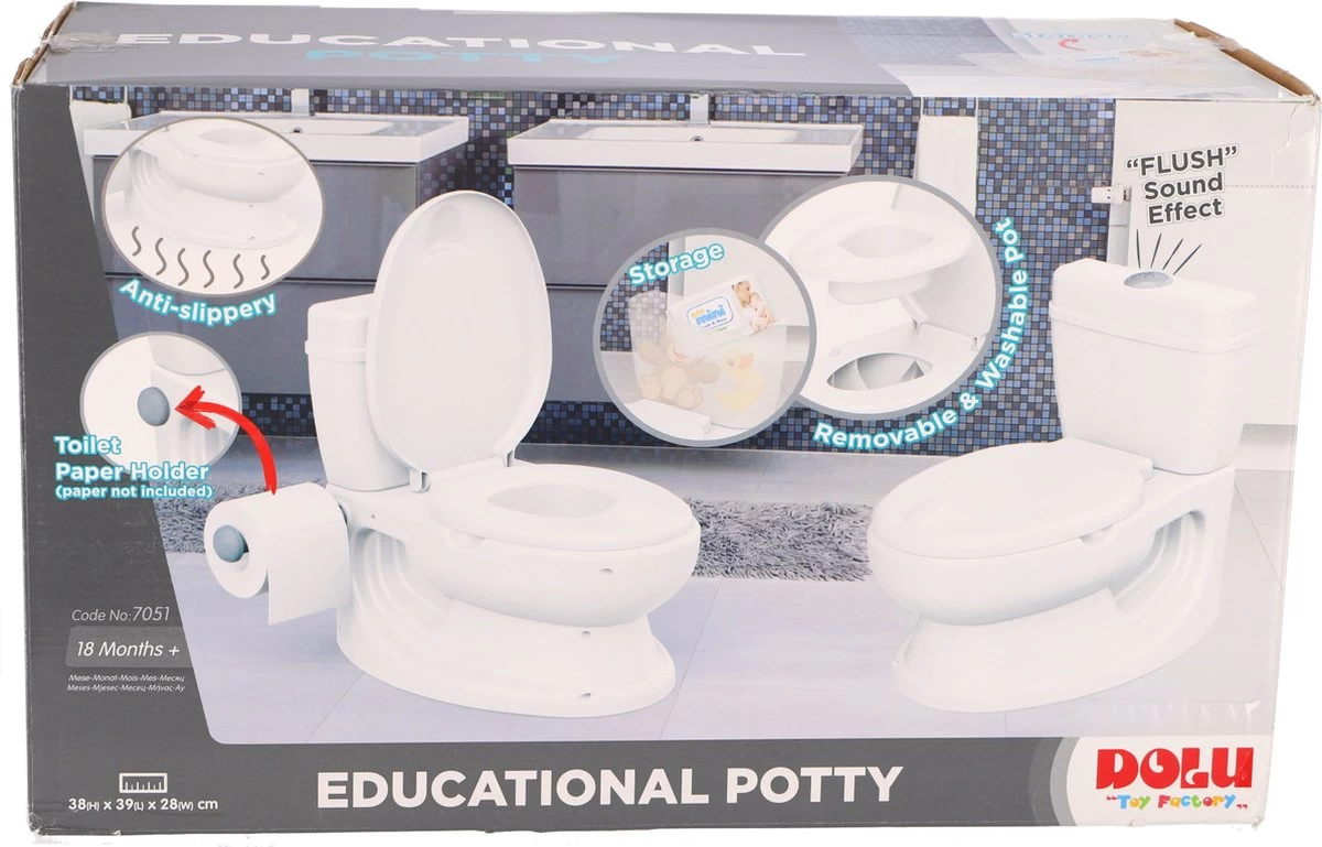 Basic Dolu Educatief Kinder Toilet Met Geluid - Wit 4 Basic Dolu Educatief Kinder Toilet Met Geluid - Wit - Afbeelding 4